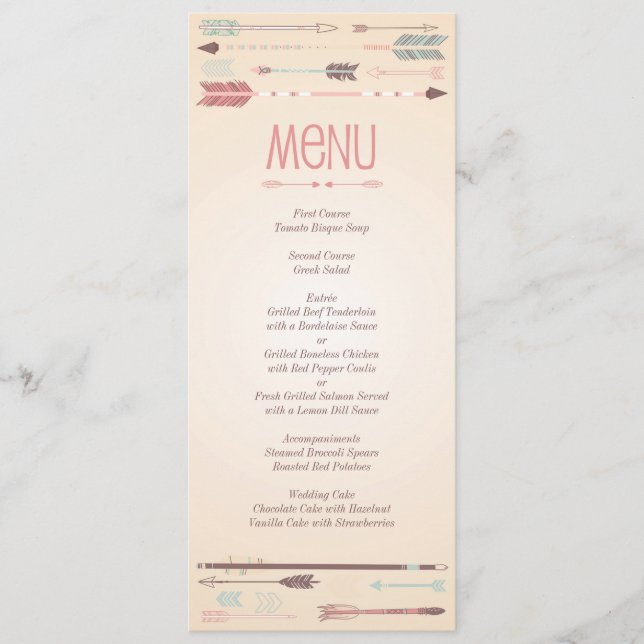 Vintage Tribal Arrows Menu Card (Front)