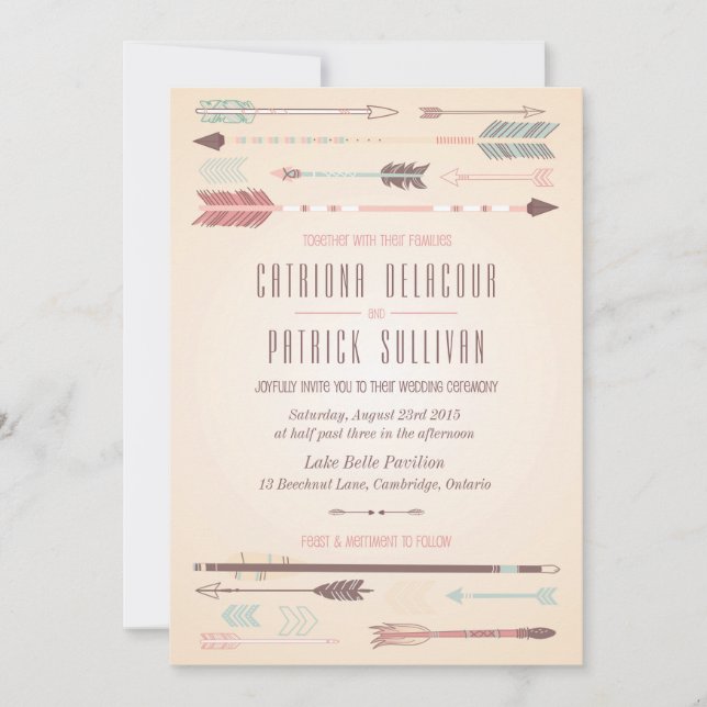 Vintage Tribal Arrows Wedding Invitation (Front)