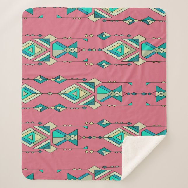 Vintage Tribal: Ethnic Seamless Pattern Sherpa Blanket (Front)