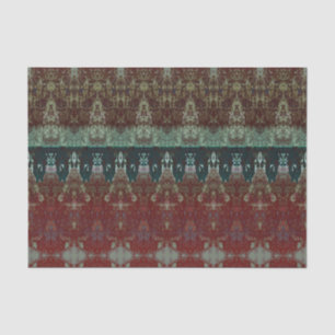 Vintage Tribal Pattern Burgundy Green Bull Skull Tissue Paper