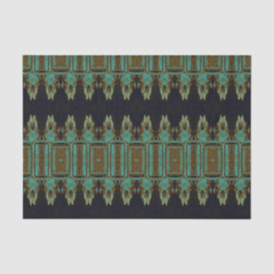 Vintage Tribal Pattern Teal Brown Art Bull Skull Tissue Paper