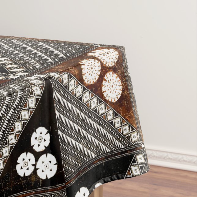Vintage Tribal Tapa Pattern from Fiji Tablecloth (In Situ)