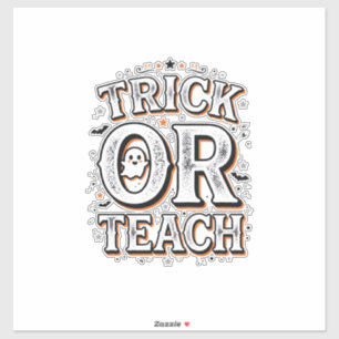 Vintage Trick Or Teach Halloween Teacher Shirt Des