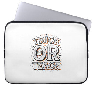 Vintage Trick Or Teach Halloween Teacher Shirt Des Laptop Sleeve