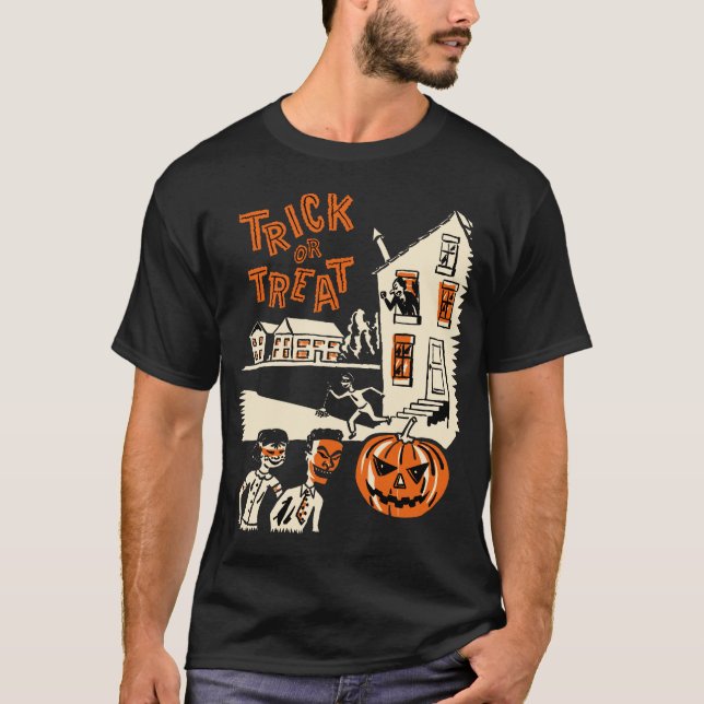 Vintage Trick Or Treat 1960s Halloween Shirt (Front)