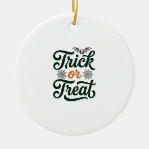 Vintage Trick Or Treat Halloween Typography Design Ceramic Tree Decoration