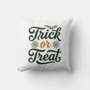 Vintage Trick Or Treat Halloween Typography Design Cushion