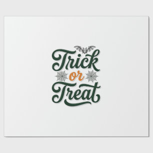 Vintage Trick Or Treat Halloween Typography Design Wrapping Paper