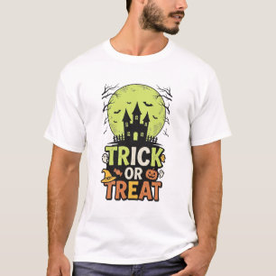Vintage Trick or Treat Haunted House Halloween Des T-Shirt