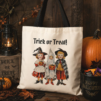 Vintage Trick or Treat Kids Retro Halloween Tote Bag