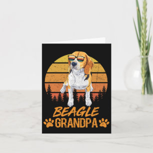 Vintage Tricolor Beagle Dog Grandpa Paw Dad Father Card