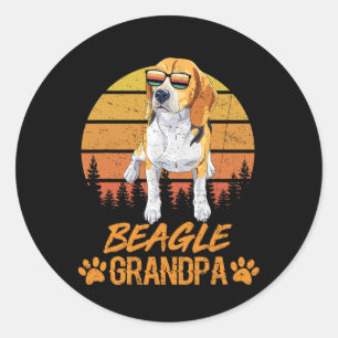 Vintage Tricolor Beagle Dog Grandpa Paw Dad Father Classic Round Sticker