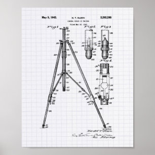 Vintage Tripod 1941 Patent Art - Lined Peper Poster