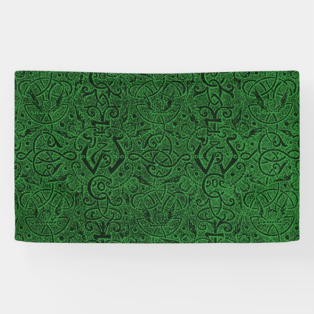 Vintage Triskle Celtic Trinity Knot Ivy Green Banner (Horizontal)