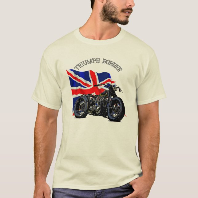 Vintage Triumph Bobber Motorbike T-Shirt (Front)