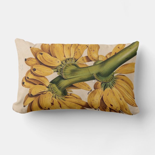 Vintage Tropical Banana Lumbar Pillow (Front)
