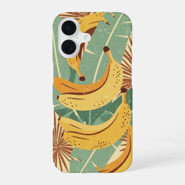 Vintage Tropical Banana Pattern iPhone 16 Case (Back)
