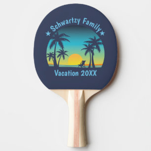 Vintage Tropical Beach Summer Sunset Palm Tree Ping Pong Paddle