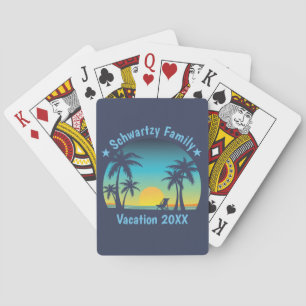 Vintage Tropical Beach Summer Sunset Palm Tree Playing Cards