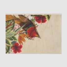 Vintage Tropical Bird and Flowers