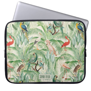 Vintage Tropical Birds and Palm leaves Laptop Sleeve