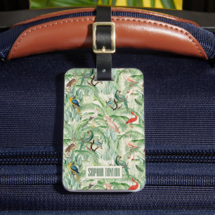 Vintage Tropical Birds and Palm leaves Luggage Tag