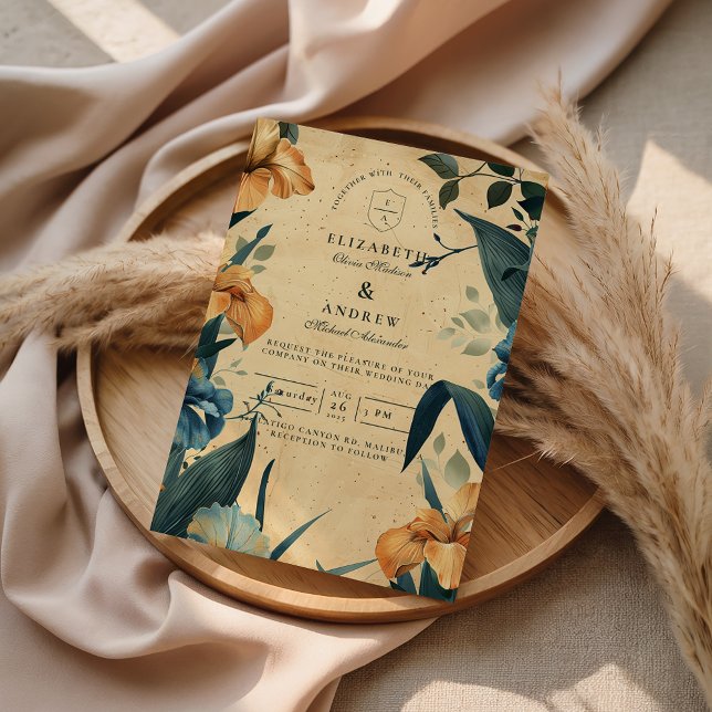 Vintage Tropical Botanical Wedding Invitation (Creator Uploaded)
