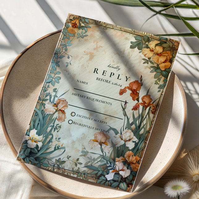 Vintage Tropical Botanical Wedding RSVP Card (Creator Uploaded)