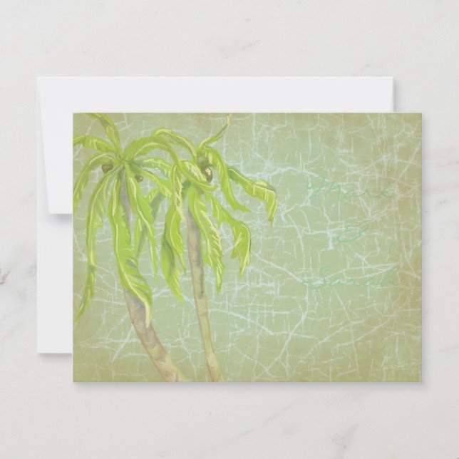 Vintage Tropical Breeze Wedding RSVP Card (Front)