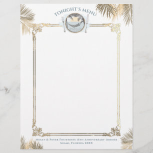 Vintage tropical catering menu letterhead