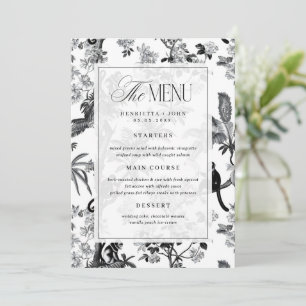 Vintage Tropical Chinoiserie Wedding Menu Card