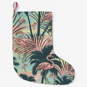 Vintage tropical colorful seamless pattern with pi small christmas stocking