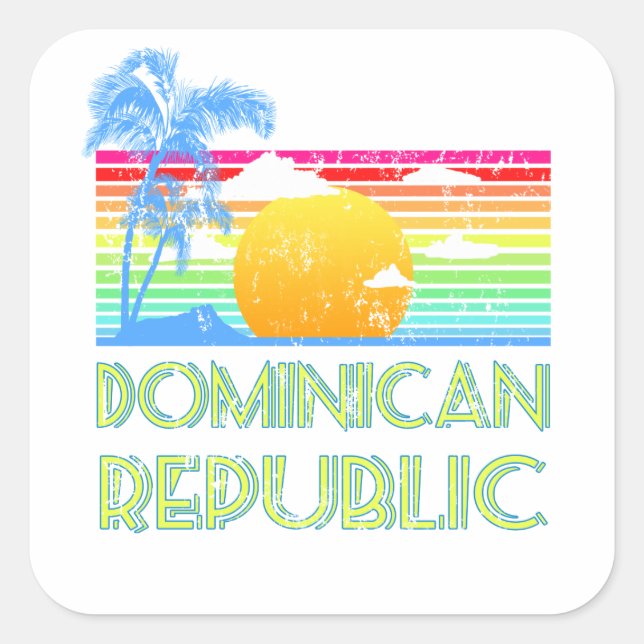 Vintage Tropical Dominican Republic Square Sticker (Front)