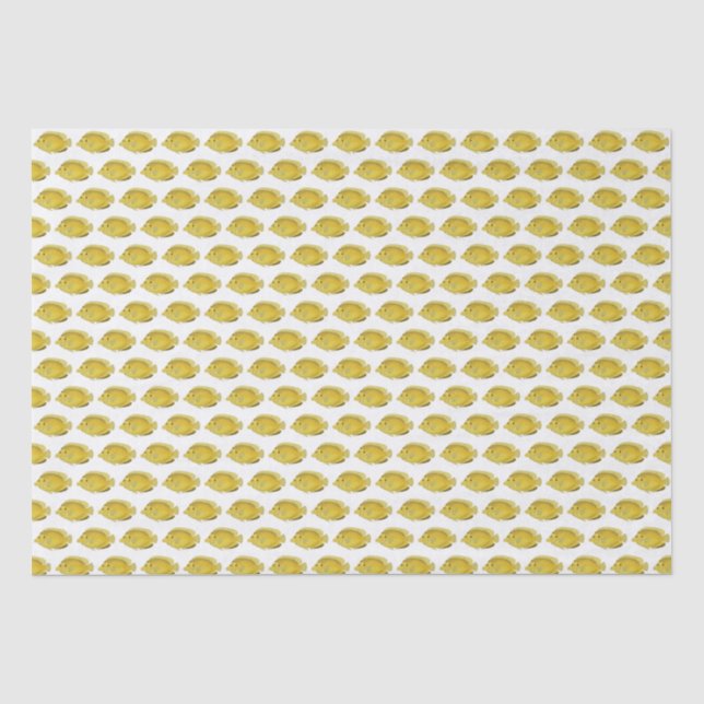Vintage Tropical Fish Drawing Yellow Tissue Paper (Front)
