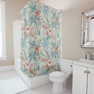 Vintage Tropical Floral Coastal Elegance Design Shower Curtain
