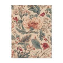 Vintage Tropical Floral Flowers Antique