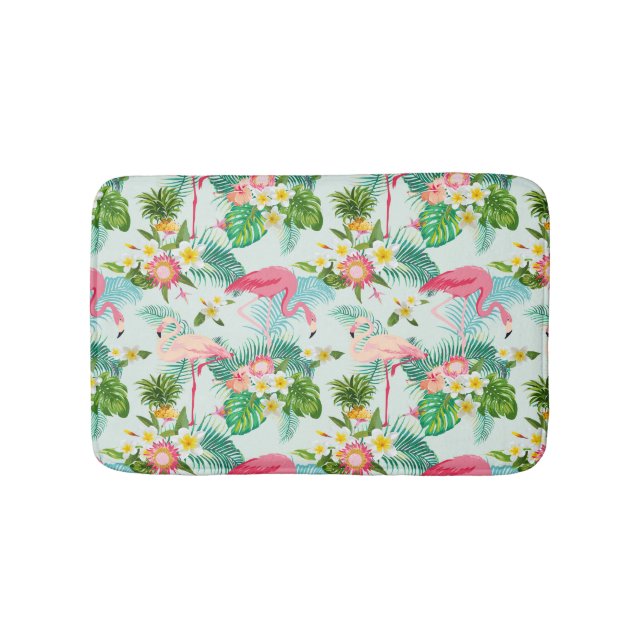 Vintage Tropical Flowers And Birds Bath Mat (Front)