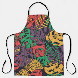 Vintage tropical flowers seamless pattern apron
