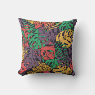 Vintage tropical flowers seamless pattern cushion