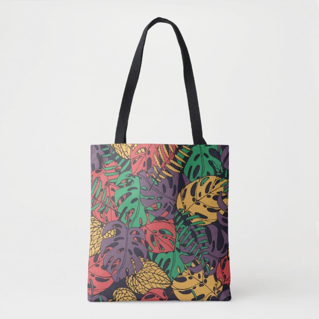 Vintage tropical flowers seamless pattern tote bag (Front)
