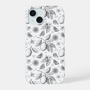 Vintage Tropical Fruit Lemon Floral Pattern iPhone 15 Case