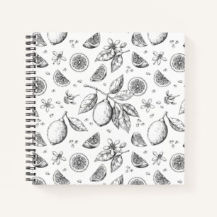 Vintage Tropical Fruit Lemon Floral Pattern Notebook