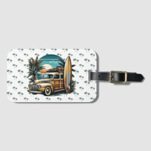 vintage tropical/Hawaiian surf truck  Luggage Tag