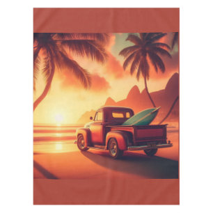 vintage tropical/Hawaiian surf truck Tablecloth