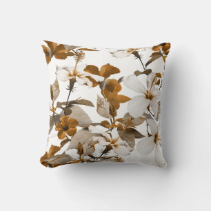 Vintage Tropical Hibiscus: Photo Collage Pattern Cushion