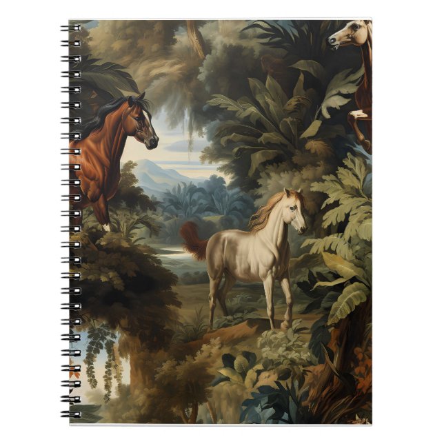 Vintage Tropical Horse Pattern Elegant Equestrian  Notebook (Front)