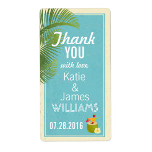 Vintage Tropical Island Luau Thank You Label