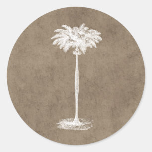 Vintage Tropical Island Palm Tree Template Blank Classic Round Sticker