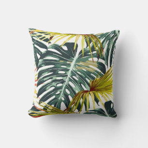 Vintage Tropical Jungle Leaves Pattern Cushion