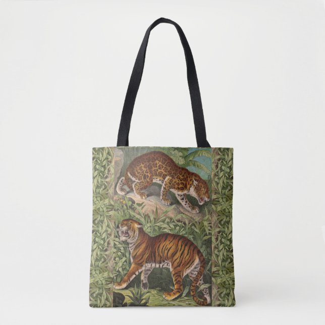 Vintage Tropical Jungle Leopard Tiger  Tote Bag (Front)